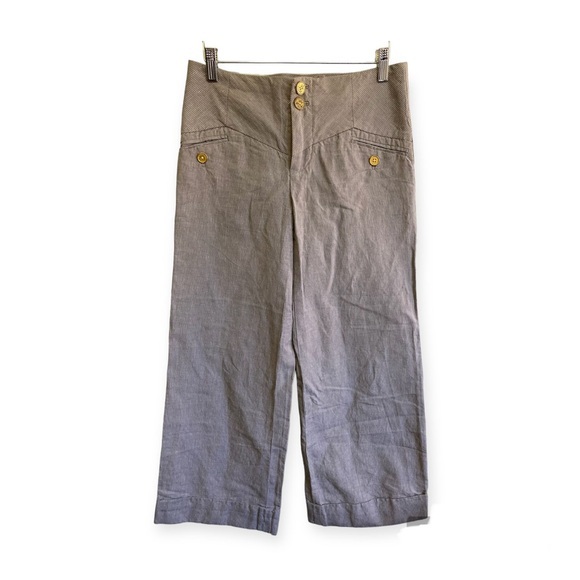 Elevenses Anthropologie Cropped Wide Leg Striped High Waist Pants Blue Size 2 - Picture 1 of 11